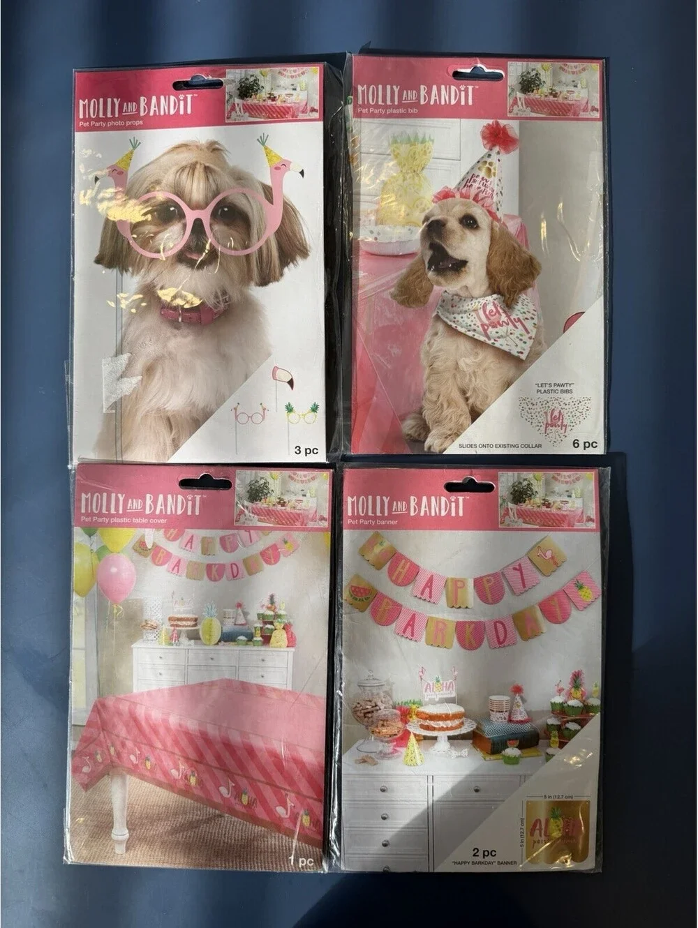 Molly & Bandit Pet Party Supplies Set Of 4 New